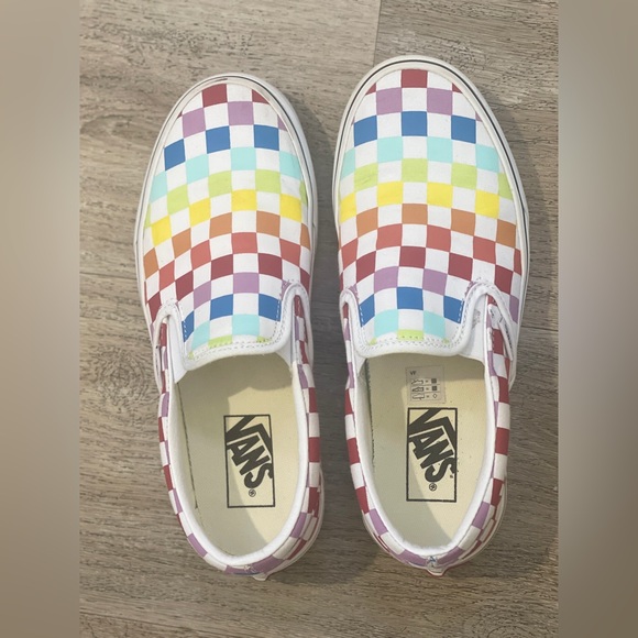 Vans Rainbow Checkerboard Slip-On Sneakers - Picture 1 of 4
